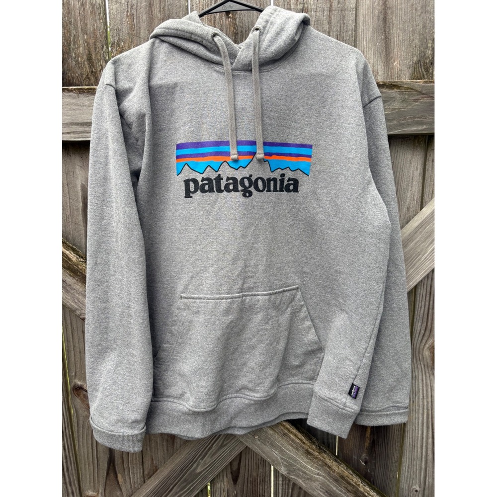 Patagonia P-6 Logo Uprisal Hoody Grey Pullover Sweatshirt 39539 Gravel Heather L